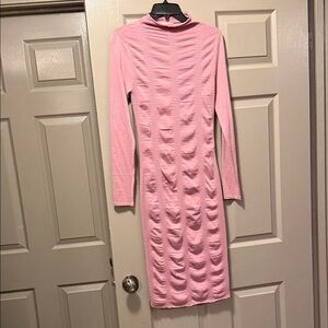 Chic Long Sleeve Pink Dress